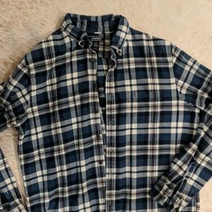 Lands' End Navy Flannel Shirt Large Tall